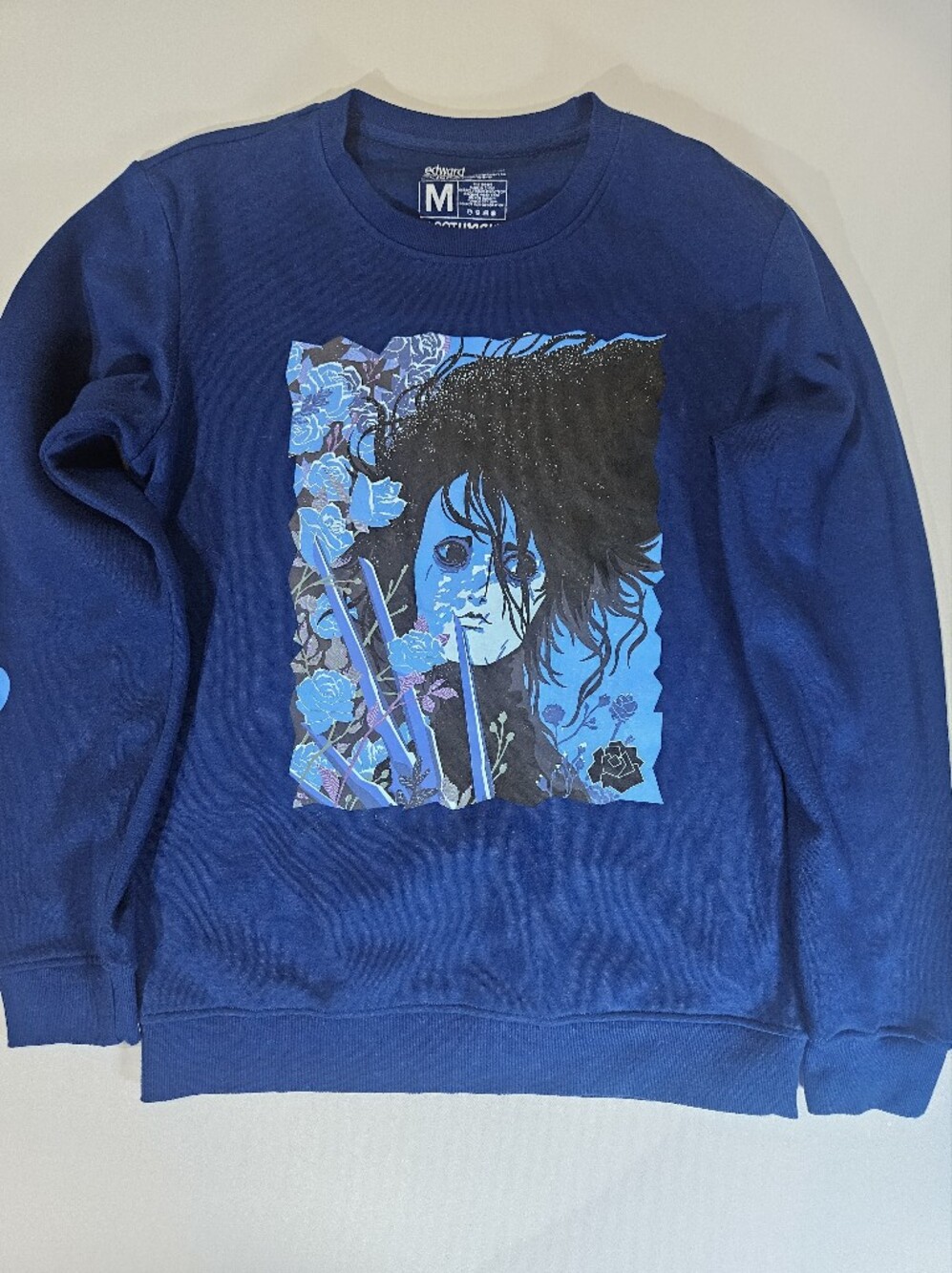 Edward Scissorhands Sweater Mens Medium Blue Graphic Pullover Lootwear Exclusive